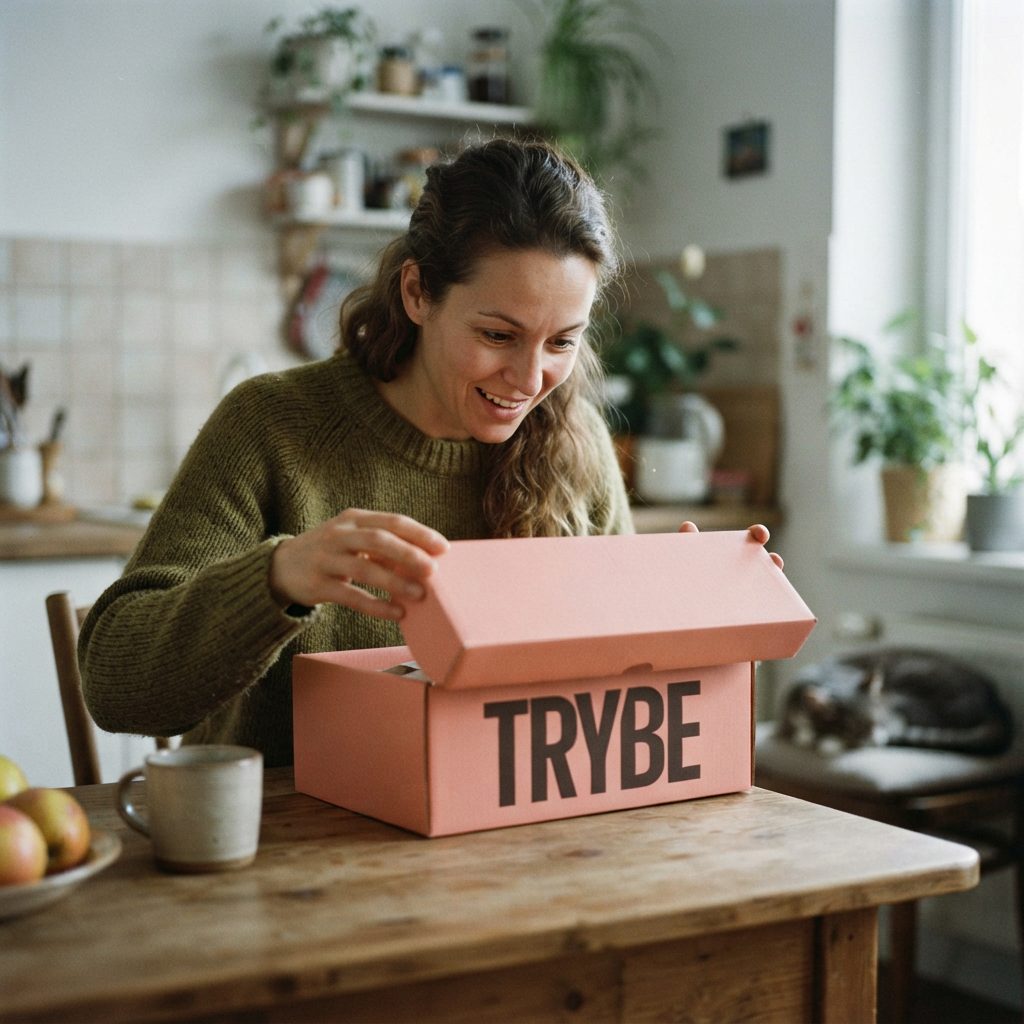 Žena otevírá box TRYBE